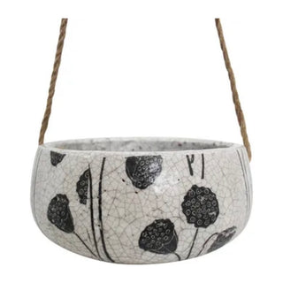 Hanging Planter Ceramic Black & White